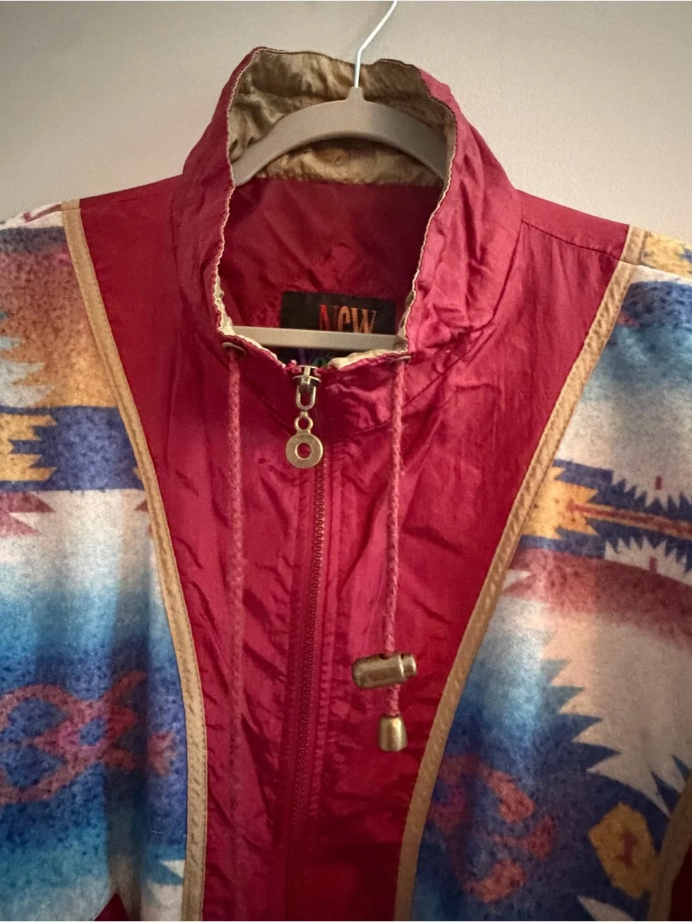 Vintage New York Classics Southwestern Fleece Trim Windbreaker Jacket Size Large